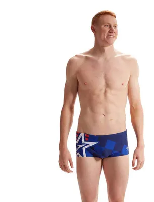 Productafbeelding van SPEEDO WT heren zwemshort ECO+ PLACEM, 17 cm, blauw/wit, maat 75
