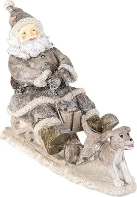 Produktbild von Clayre & Eef Figur Weihnachtsmann 24x8x16 cm Grau Kunststoff