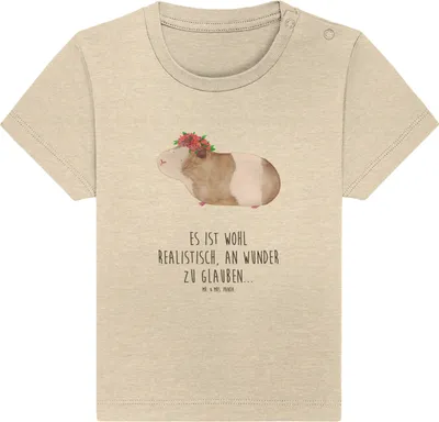 Produktbild von Mr. & Mrs. Panda  T-Shirt Meerschweinchen Weisheit 12. - 18. Monat - Natural Raw - Geschenk, Motivation, Lustige Sprüche, Spruch, Wunder, Babyshirt, Kinder Shirt, Baby