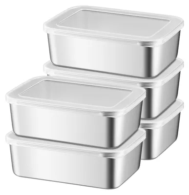 Zdjęcie produktu dla Omgoods - Zestaw 5 pojemników ze stali nierdzewnej do przechowywania żywności, z pokrywkami