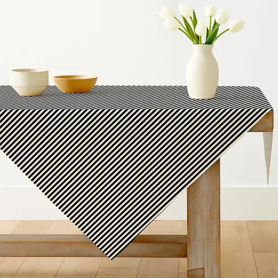 Obrázok produktu pre Čierna pruhovaná obrus, 100x100 cm, polyester, umývateľná