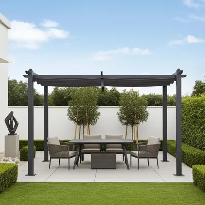 Produktbild von Pavillon Gartenpavillon 3x4m Luxor anthrazit aus Aluminium UV-Schutz wasserabweisende Überdachung Sonnenschutz für Terrasse Garten Schatten Gartenzelt