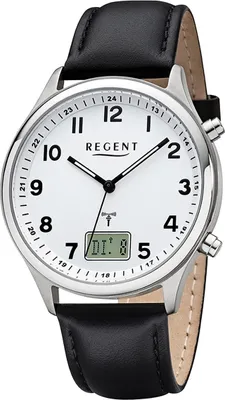Produktbild von Regent Leder Herren Uhr FR-277 Analog-Digital Armbanduhr schwarz Funkuhr D2URBA446