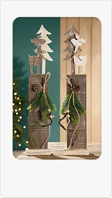 Produktbild von Weihnachtsdeko 1 Holzständer sort, mit Elch Figur oder Tanne