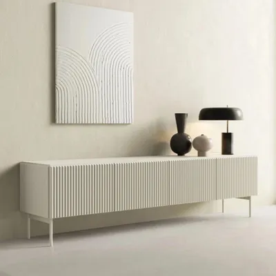 Produktbild von TV-Lowboard MUTI 195 cm kaschmir riffeloptik push-to-open 4-türig