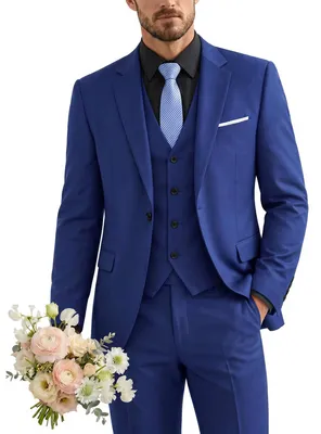 Produktbild von YND Herren Slim Fit 3-teiliger Anzug EIN-Knopf-Jacke Weste Hose Set mit Krawatte
