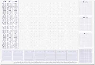 Produktbild von SIGEL H7355 Papier-Schreibtischunterlage DIN A2, Kalender 2027-2029 und Wochenplan, 30 Blatt, Schreibunterlage zum Abreißen aus nachhaltigem Papier