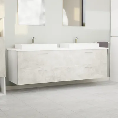 Produktbild von Garlivo Waschbeckenunterschrank GLA-160 Beton mit Schubladen, Badezimmer Waschtischunterschrank hängend , Breite 160 cm, Soft-Close, Push-to-Open/ Tip-On