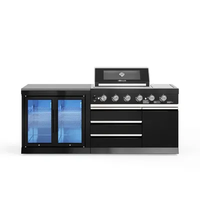 Produktbild von GORILLER® BLACKBACK S2 Outdoor-Küche, Gasgrill mit Doppel-Kühlschrank, Edelstahl, Schwarz