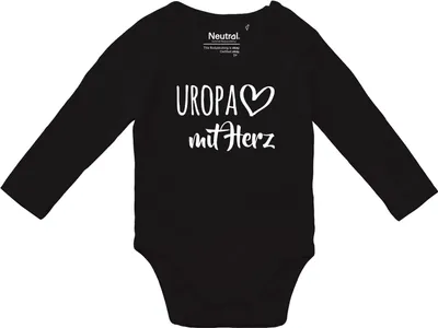Produktbild von Huuraa Baby Body Uropa mit Herz 74 Black  Baumwolle Fairtrade Langarmbody Geschenkidee