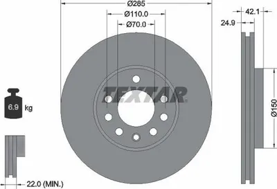 Produktbild von 2x TEXTAR Bremsscheibe 92118705 für OPEL Vectra C Caravan (Z02) Signum CC (Z03)