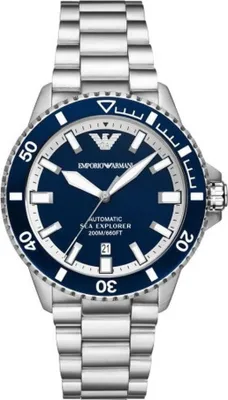 Produktbild von Armani Herren Taucheruhr 42mm Edelstahl Automatikwerk 200m wasserdicht Dunkelblau