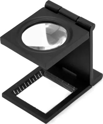 Produktbild von 10X Mini Klapp-Lupe mit Maßstab und Tasche - Metall für Löten, Nähen, Lesen