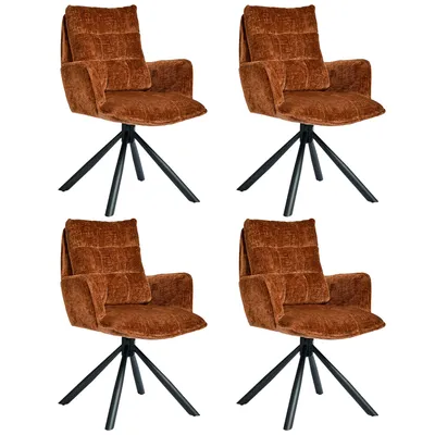 Immagine prodotto di Duhome Sedia da pranzo girevole a 360° Set di 4 poltrone lounge Sedia in ciniglia con funzione di ritorno per ufficio, cucina, soggiorno, camera da letto, arancione