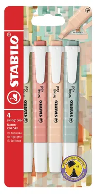Obrázok produktu pre STABILO swing cool NatureCOLORS, 4 kusov, Béžová, Zelená, Ruže, 3 rok / roky, Hrot dláta, Viacfarebný, 1 mm
