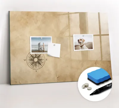 Produktbild von Magnetpinnwand Memoboard - Zubehörsatz - Schwarzer Marker + Schwamm + Magnete - 60 x 40 cm - Kompass-Leinwand