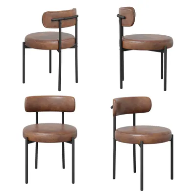 Produktbild von Hawthyhome  Esszimmerstühle(4St) Kunstleder Runde Boucle Stühle Polsterstuhl mit Metallgestell, braun