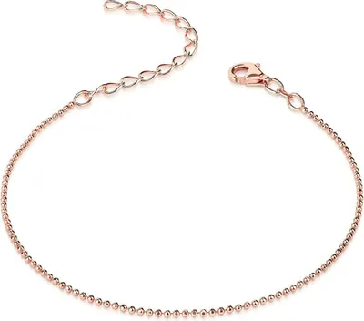 Produktbild von MATERIA Armkette Rosegold Damen dünn 1,2mm - 925 Silber Armband Frauen Kugelkette rose vergoldet diamantiert 17-22cm SA-85