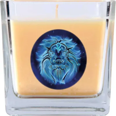 Produktbild von HS Candle "Sternzeichen" Duftkerze Vanille im Bonbonglas ( Löwe ) - viele Motive zur Auswahl, 190g - Brenndauer bis zu 50 Std - Leo