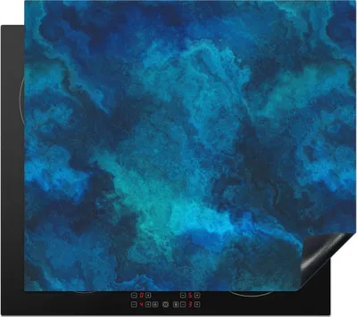 Produktbild von KitchenYeah© Herdabdeckplatte Muster - Farbe - Abstrakt - Blau , 58x51cm, Küche Deko, Glaskeramikkochfeld Herdabdeckung, Abdeckplatte fùr Kochfeld