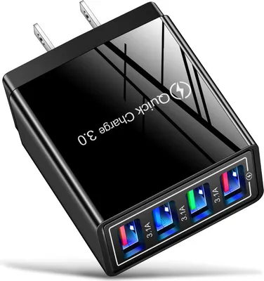 Produktbild von Ladekopf 12w 4 Usb Geräte Handy Ladegerät 3a Farbe uns / Eu Uk Stecker Schwarz Shell US