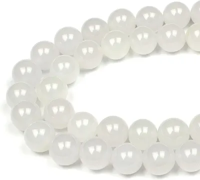 Immagine prodotto di Perline in pietra semipreziosa, agata bianca, 10 mm, 35 pezzi, per la creazione di gioielli