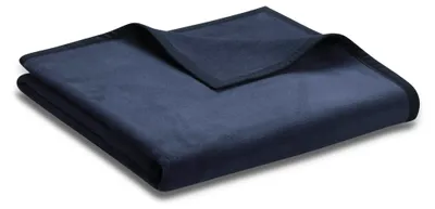 Produktbild von Biederlack Plaid mit Velourband-Einfassung Uno Baumwolle Farbe dunkelblau Größe 100 x 150