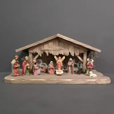 Produktbild von Holzkrippe graubraun OHNE FIGUREN 45 cm