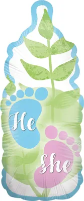 Produktbild von Folienballon Gender Reveal Grün Babyflasche 32 x 78 cm Ballon Baby
