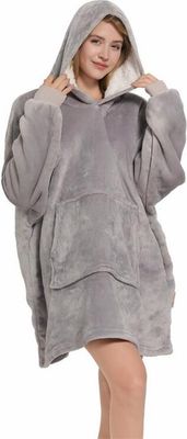 Deckenpullover Pullover Decke Kuscheldecke Oversize Unisex Hellgrau