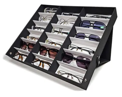 Produktbild von Brillenkoffer Brillendisplay Brillenständer Textilstoff für 18 Brillen