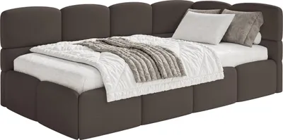 Produktbild von Selsey Cloudy – Jugendbett 120 cm, Bettkasten, Chenille, Kopfteil rechts, Braun