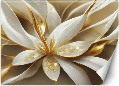 Produktbild von Vlies fototapete Goldene Lilien 3D 150x105 cm Feeby Gold inkl. Kleber einfache Montage