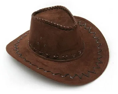 Immagine prodotto di Cappello da cowboy con tesa larga, cappello da cowboy in pelle, per bambini e adulti, ideale per cosplay, cappello da sole per attività all'aperto (marrone scuro)