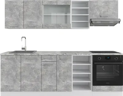 Produktbild von Küchenzeile Vicco R-Line Beton/Weiß 240 cm , AP Marmor, Model 37668