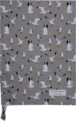 Produktbild von Krasilnikoff – Geschirrtuch KW13400 – Seagulls, grey / Möwen, grau