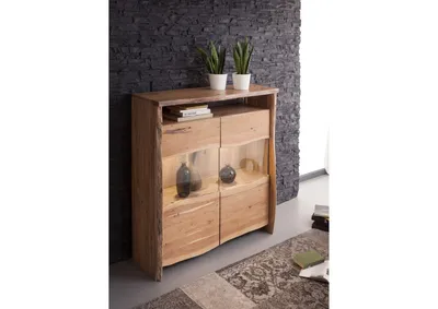 Produktbild von MASSIVMOEBEL24 Highboard Akazie 131x45x147 natur lackiert PURE ACACIA #105