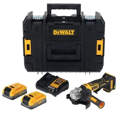 Zdjęcie produktu dla Szlifierka Kątowa DEWALT 125mm 18V DCG404S2T z 2 Akumulatorami 3.5Ah i Ładowarką
