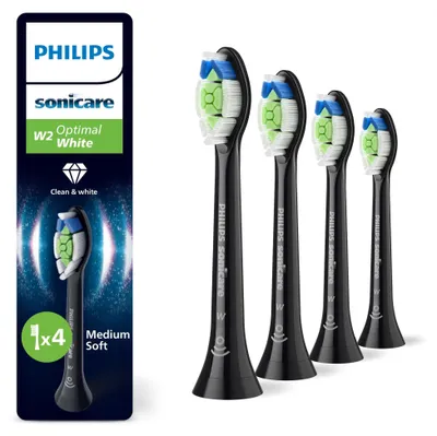 Produktbild von Philips Optimal White HX6064/88 Bürstenköpfe (4er-Pack), 4 Stück(e), Schwarz, 3 Monat( e), Medium, 62000 Bewegungen pro Minute, Philips