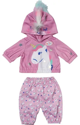 Immagine prodotto di Completo da unicorno BABY born con felpa e pantaloni rosa per bambole di 43 cm.