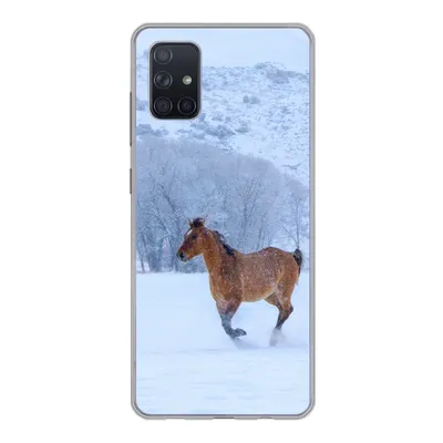 Produktbild von MuchoWow® Handyhülle Schutzhülle Hülle für Samsung Galaxy A71 Pferde - Schnee - Winter Silikon Softcase Handy Hülle - Kartenbesitzer