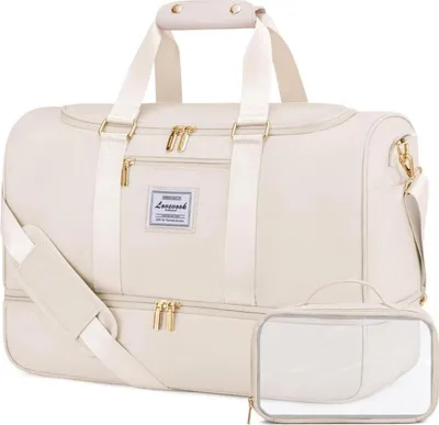 Produktbild von LOVEVOOK Sporttasche 50L Reisetasche mit Schuhfach & Nassfach, Wasserdichte Gym Bag für Sport Reisen - Beige