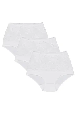 Produktbild von Wolbar damen y shapewear-slips 3-er pack spitze miederslip hohe taille figurformende wb207, weiß, l