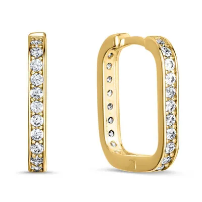 Produktbild von Quadratische Creolen für Damen von JEWLIX aus 375er Gold, Zirkonia