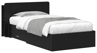 Zdjęcie produktu dla Rama łóżka vidaXL z schowkiem, czarna, 75 x 190 cm, materiał drewnopochodny