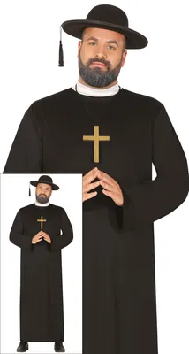 Produktbild von Religion Kleriker Priester Kostüm Sakral Kirche Karneval Fasching Fest Feier Anzug Ordensgewand Mönch Kapitän Kloster Bekleidung Rot, Größe: 56 - 58 (XXL) Farbe: Schwarz