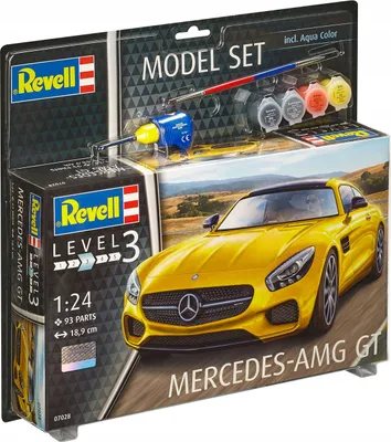 Immagine prodotto di Revell Model Set Mercedes AMG GT, Sportwagen, Modellbausatz mit Farben und Kleber, 93 Teile, ab 10 Jahren, 67028