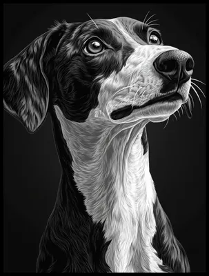 Produktbild von Plakat 60x80cm Tierporträt für Wohnzimmer | Greyhound | Schwarz Weiß