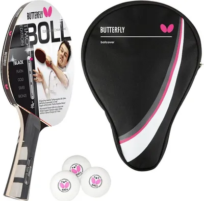 Produktbild von Butterfly 1x Timo Boll Black 85030 Tischtennisschläger + Tischtennishülle Drive Case + 3 x 40+ 3*** Bälle