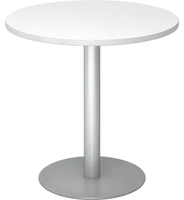 Obrázok produktu pre BISTRO F80R S – Systémový konferenčný stôl, biela a strieborná, Ø 80